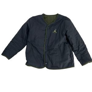 Nike Air Jordan Jacket Mens Medium Black Green Flight Heritage‎ Reversible Liner